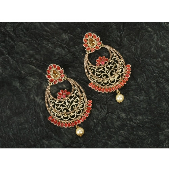 Generic Women's Rose Gold Plated Alloy Earrings (Gold &amp; Orange)