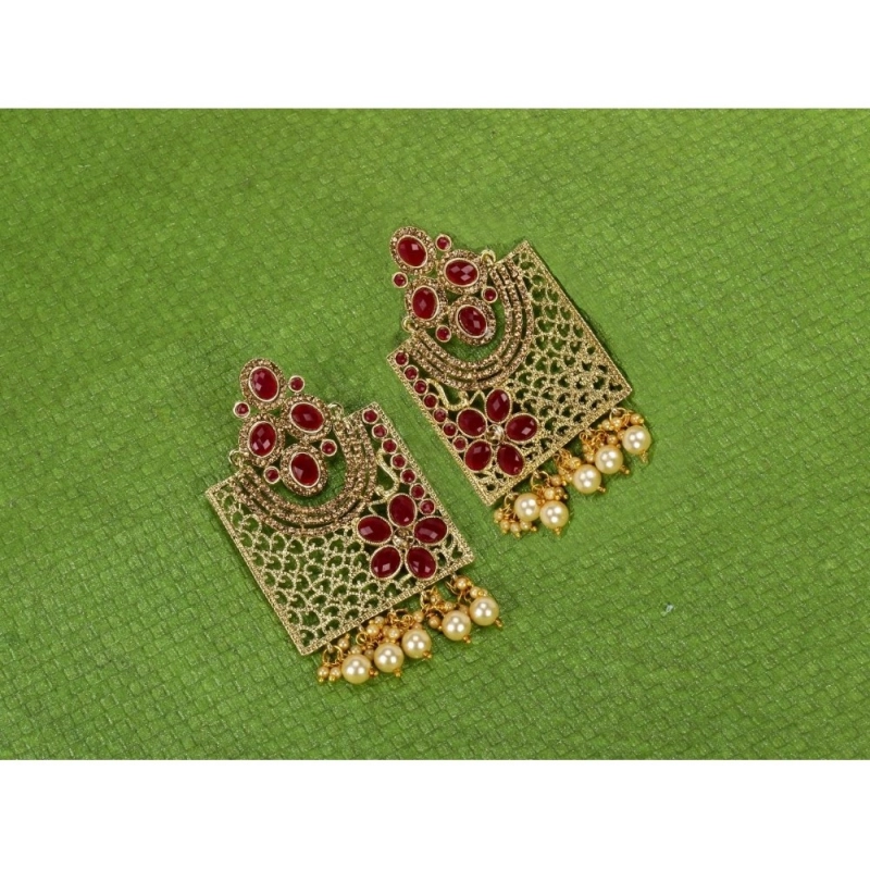 Generic Women's Rose Gold Plated Alloy Earrings (Gold &amp; Pink)