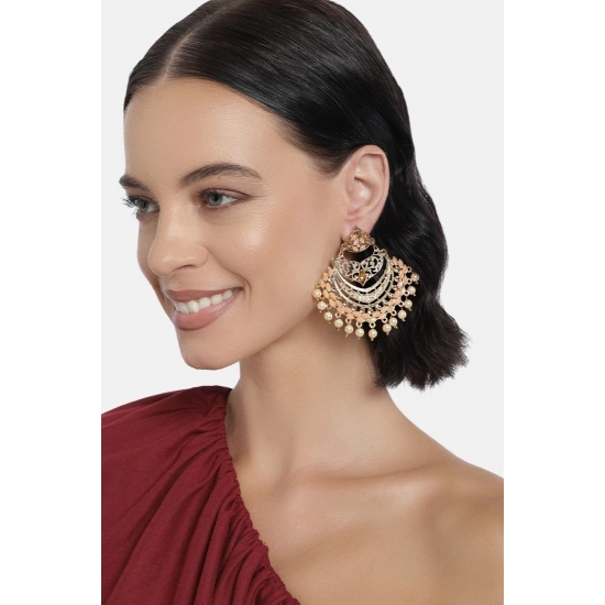 Generic Women's Rose Gold Plated Alloy Earrings (Orange)