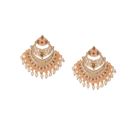 Generic Women's Rose Gold Plated Alloy Earrings (Orange)