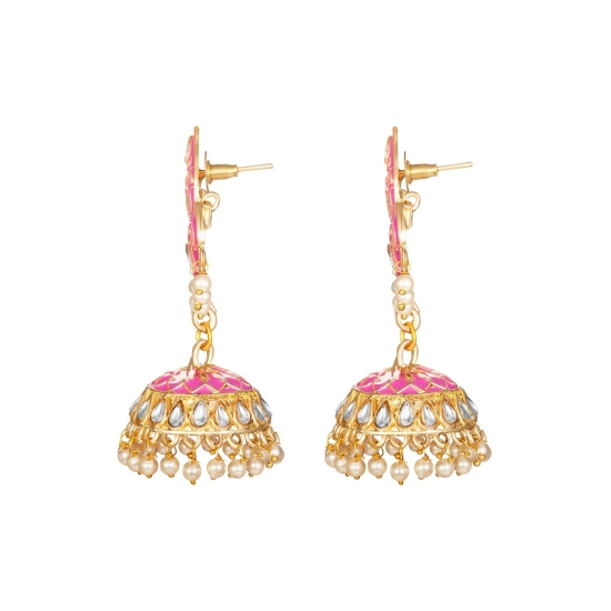 Generic Women's Rose Gold Plated Alloy Earrings (Pink)