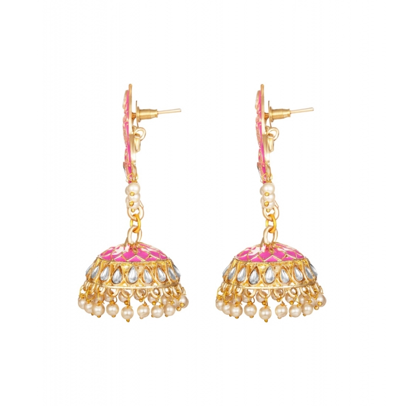 Generic Women's Rose Gold Plated Alloy Earrings (Pink)