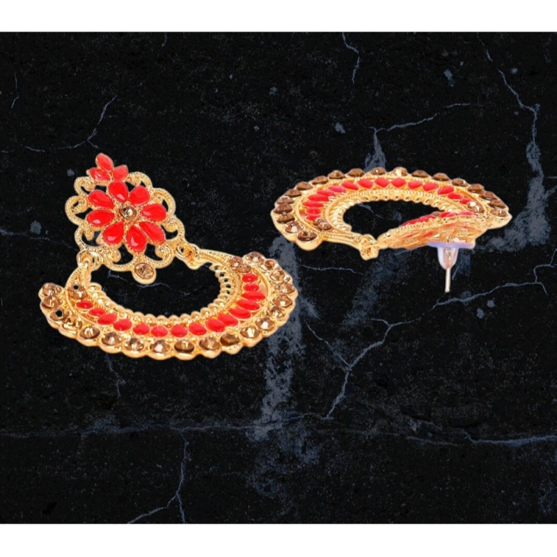 Generic Women's Rose Gold Plated Alloy Earrings (Red) Generic Women's Rose Gold Plated Alloy Earrings (Red)