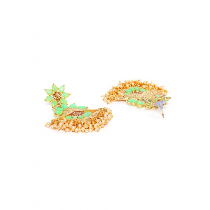 Generic Women's Rose Gold Plated Alloy Earrings (Light Green)