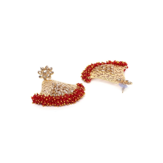 Generic Women's Rose Gold Plated Alloy Earrings (Maroon)