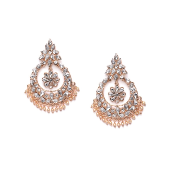 Generic Women's Rose Gold Plated Alloy Earrings (White)