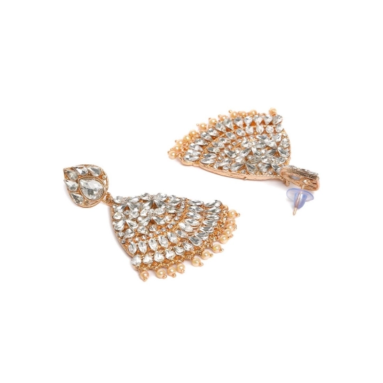 Generic Women's Rose Gold Plated Alloy Earrings (White)