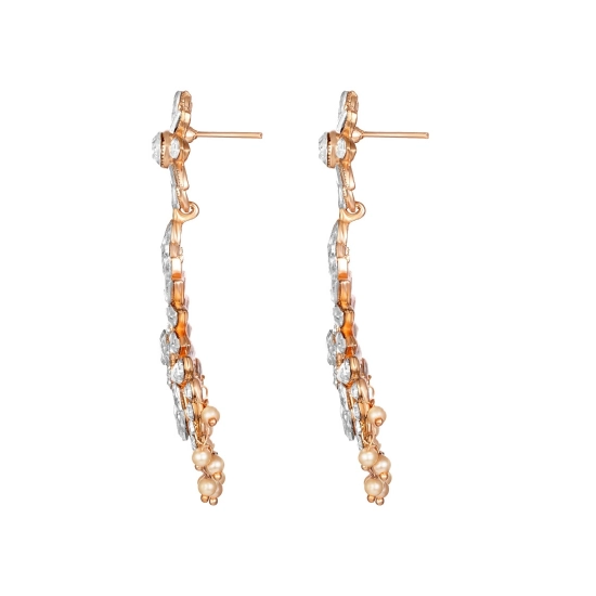 Generic Women's Rose Gold Plated Alloy Earrings (White)