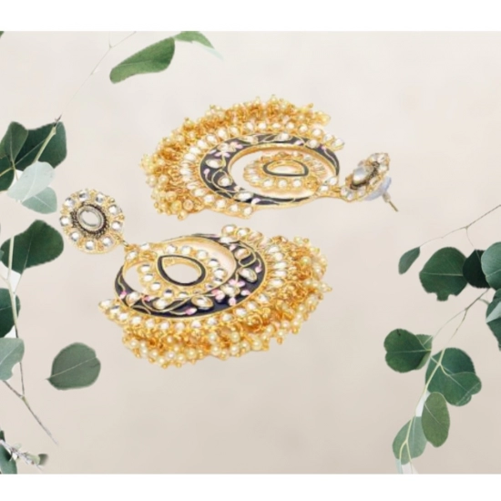 Generic Women's Rose Gold Plated Alloy Earrings (White)