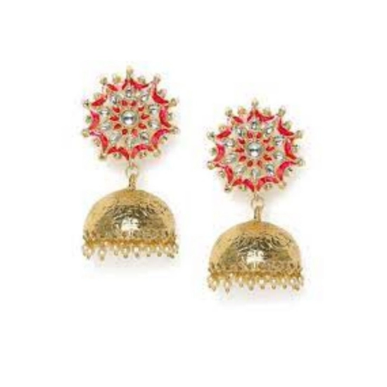 Generic Women's Rose Gold Plated Alloy Earrings (Red)