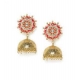 Generic Women's Rose Gold Plated Alloy Earrings (Red)