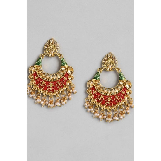 Generic Women's Rose Gold Plated Alloy Earrings (Red &amp; Green)