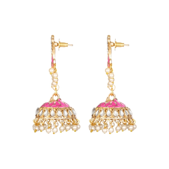 Generic Women's Rose Gold Plated Alloy Earrings (Pink)