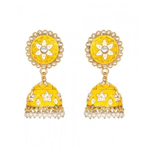 Generic Women's Rose Gold Plated Alloy Earrings (Yellow)