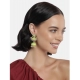 Generic Women's Rose Gold Plated Alloy Earrings (Green)