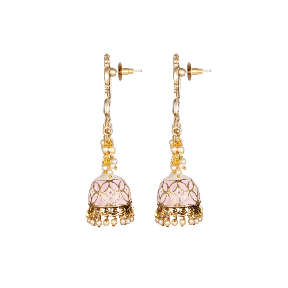 Women's Rose Gold Plated Alloy Earrings (Pink)