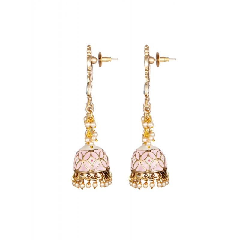 Generic Women's Rose Gold Plated Alloy Earrings (Pink)