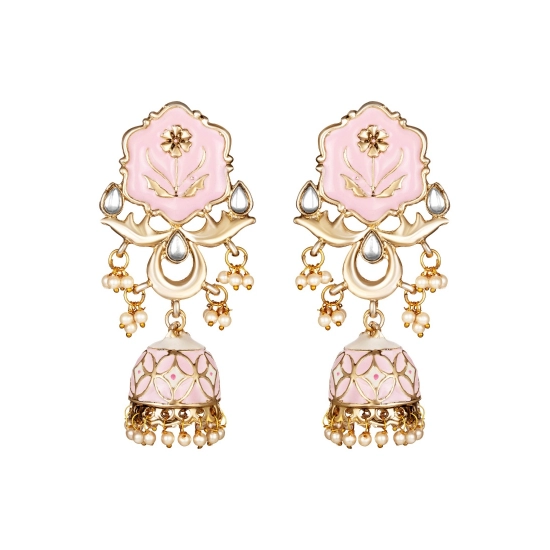 Generic Women's Rose Gold Plated Alloy Earrings (Pink)