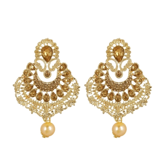 Generic Women's Rose Gold Plated Alloy Kundan Earrings &amp; Mangtikka (Gold)
