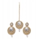 Generic Women's Rose Gold Plated Alloy Kundan Earrings &amp; Mangtikka (White)