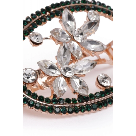 Generic Women's Rose Gold Plated Alloy Hair Pin Set (Green)