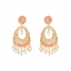 Generic Women's Rose Gold Plated Alloy Kundan Earrings &amp; Mangtikka (Pink)