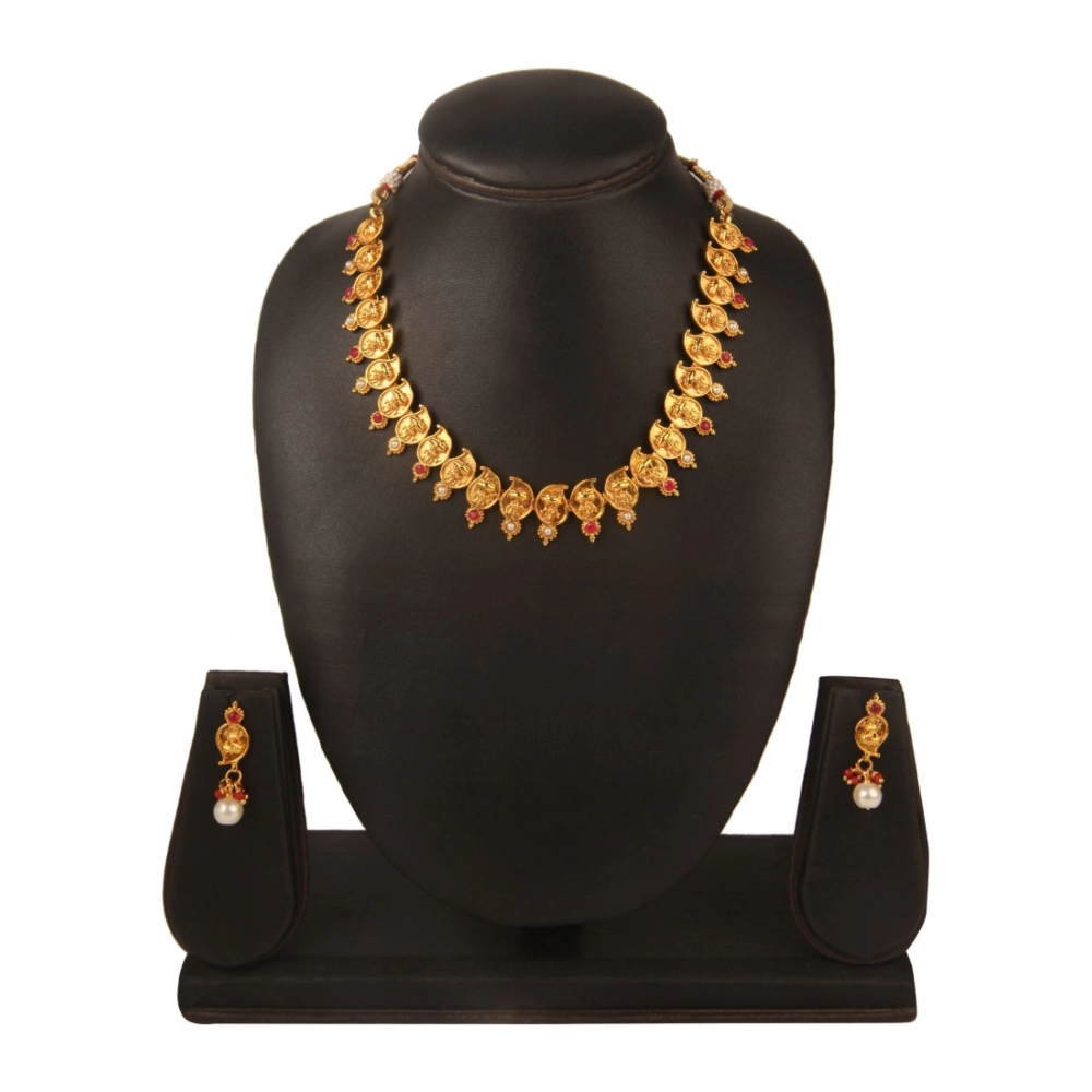 Women's Rose Gold Plated Alloy Jewellery Set (Red & White)