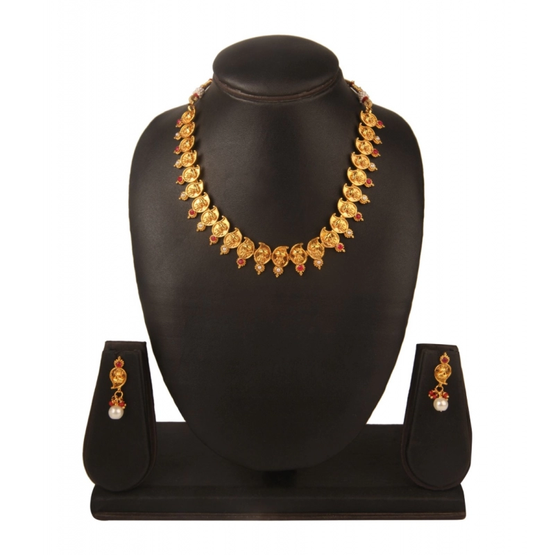 Generic Women's Rose Gold Plated Alloy Jewellery Set (Red &amp; White)