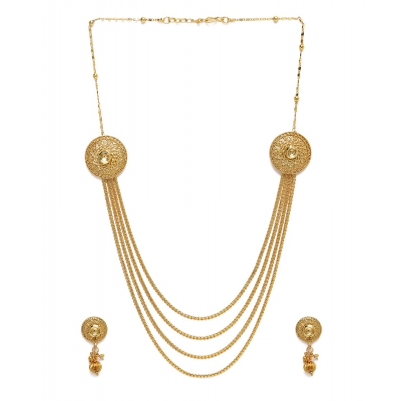 Generic Women's Rose Gold Plated Alloy Long Haram Jewellery Set (Gold)