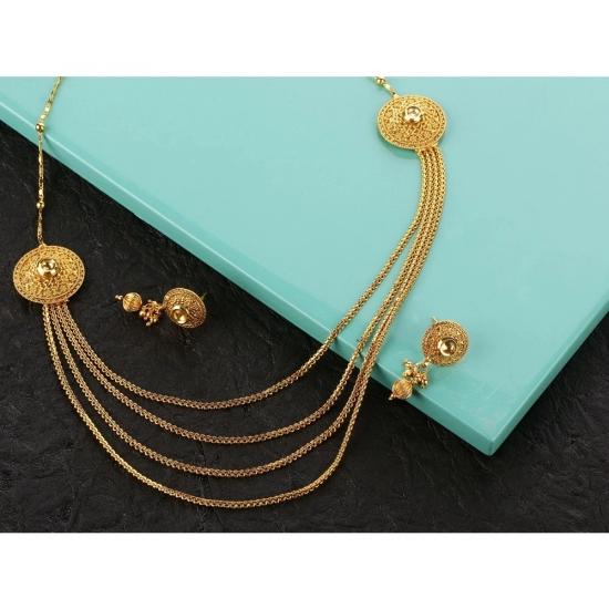 Generic Women's Rose Gold Plated Alloy Long Haram Jewellery Set (Gold)