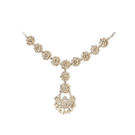 Generic Women's Rose Gold Plated Alloy Matha Patti (White)