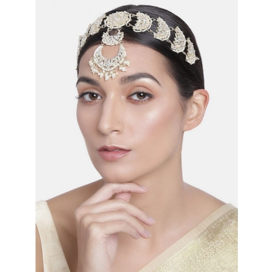 Generic Women's Rose Gold Plated Alloy Matha Patti (White)