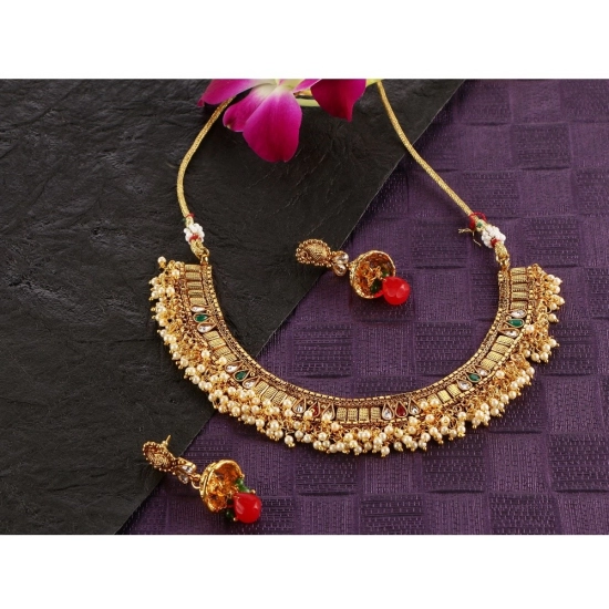 Generic Women's Rose Gold Plated Alloy Necklace &amp; Earings Set (Multicolor)