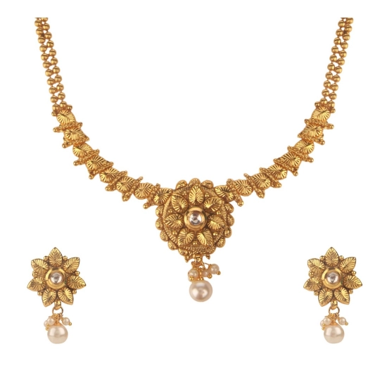 Generic Women's Rose Gold Plated Alloy Necklace &amp; Earings Set (Gold)