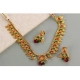 Generic Women's Rose Gold Plated Alloy Necklace &amp; Earings Set (Green &amp; Red)