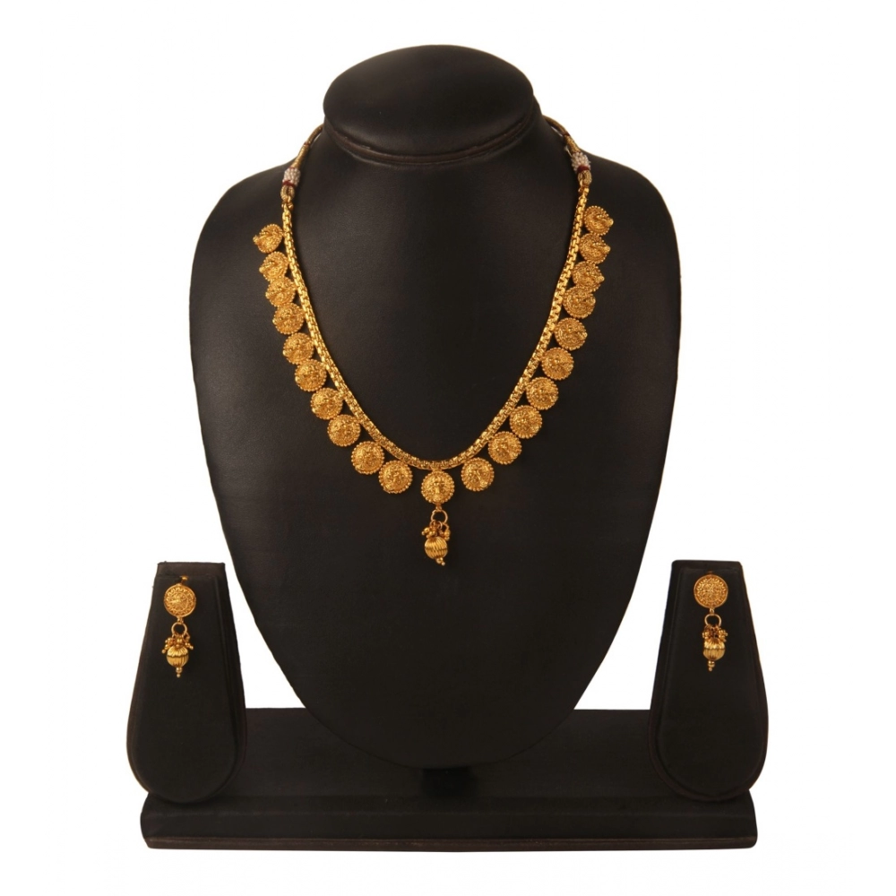 Women's Rose Gold Plated Alloy Necklace & Earings Set (Gold)