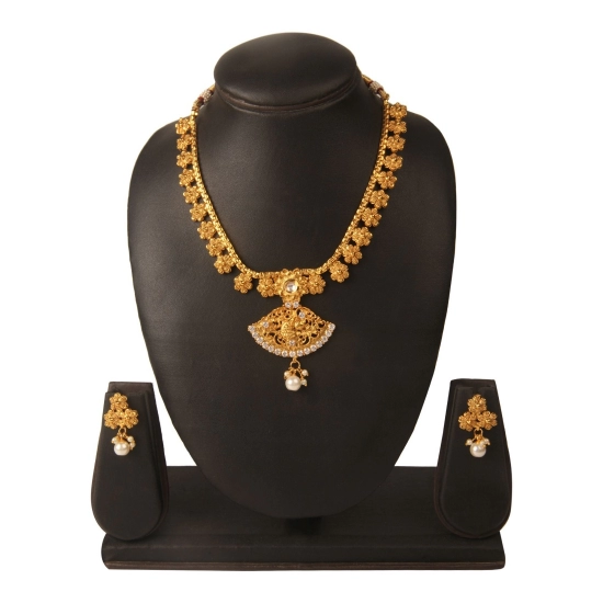 Generic Women's Rose Gold Plated Alloy Necklace &amp; Earings Set (Gold)