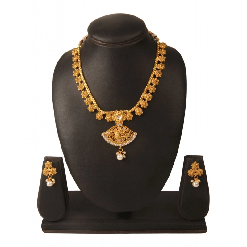 Generic Women's Rose Gold Plated Alloy Necklace &amp; Earings Set (Gold)