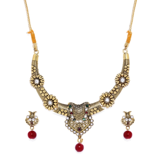 Generic Women's Rose Gold Plated Alloy Necklace & Earings Set (Multicolor) Generic Women's Rose Gold Plated Alloy Necklace & Earings Set (Multicolor)