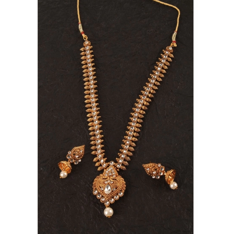 Generic Women's Rose Gold Plated Alloy Necklace &amp; Earings Set (White)