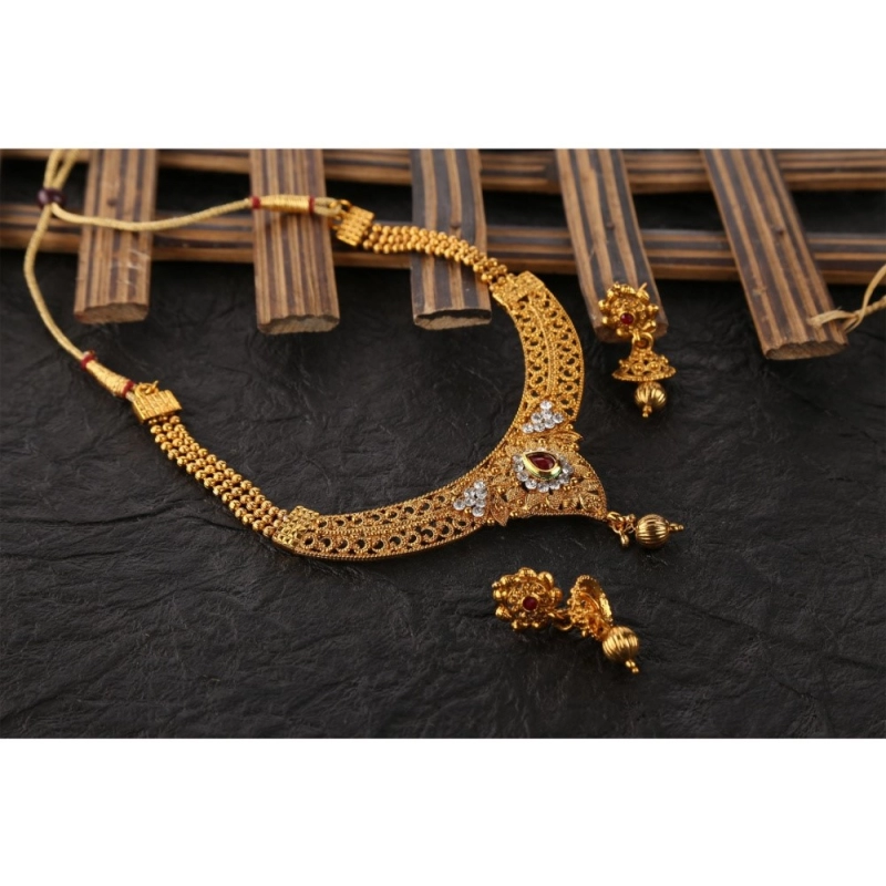 Generic Women's Rose Gold Plated Alloy Necklace &amp; Earings Set (Gold)