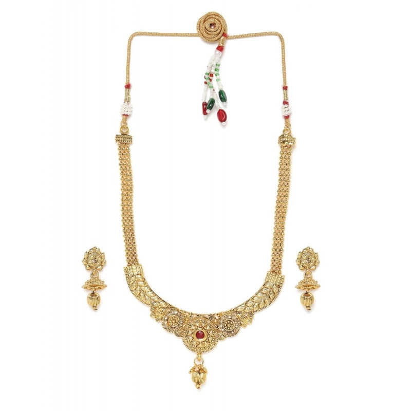 Generic Women's Rose Gold Plated Alloy Necklace &amp; Earings Set (Gold)