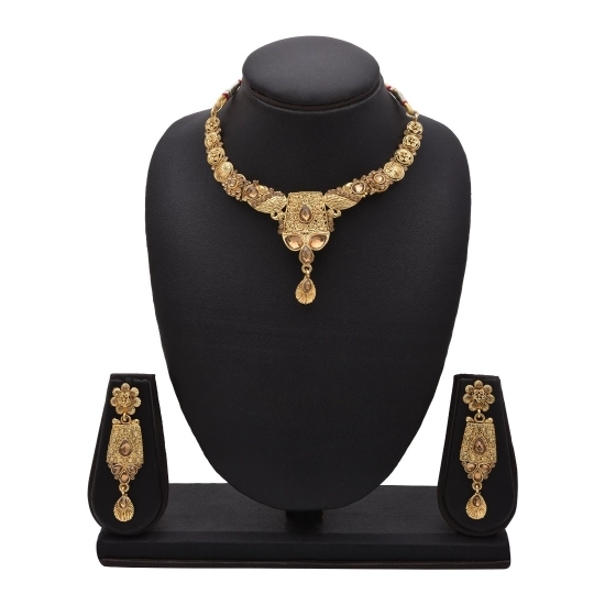 Generic Women's Rose Gold Plated Alloy Necklace &amp; Earings Set (Gold)