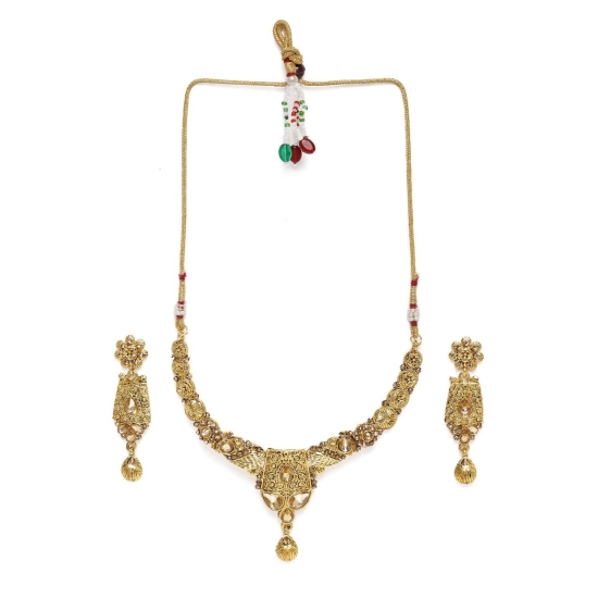 Generic Women's Rose Gold Plated Alloy Necklace &amp; Earings Set (Gold)