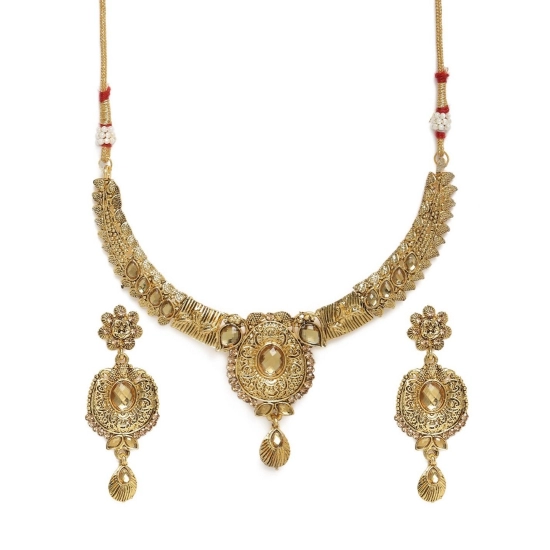 Generic Women's Rose Gold Plated Alloy Necklace &amp; Earings Set (Gold)