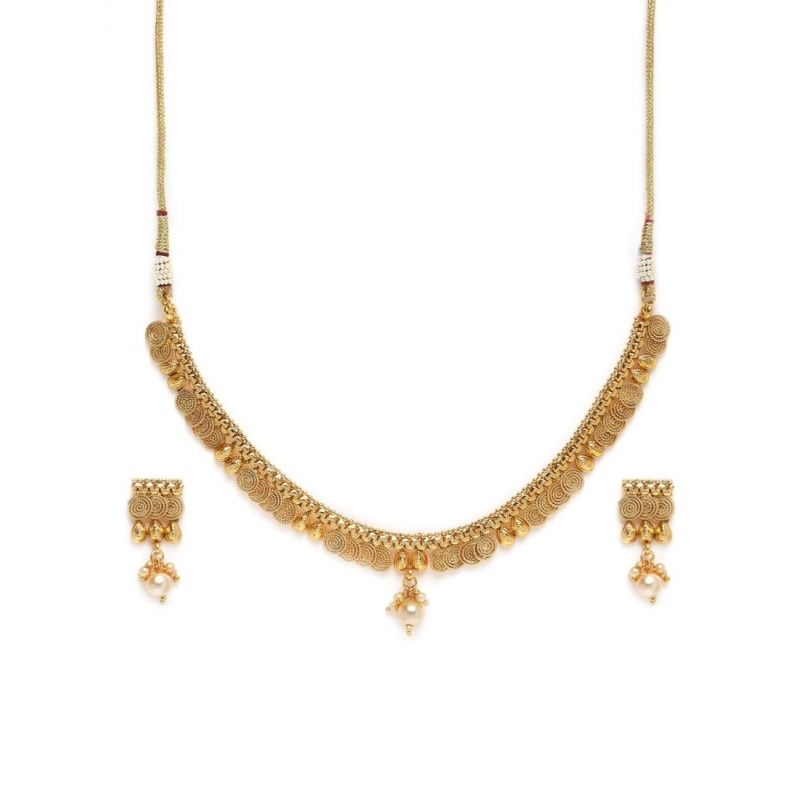 Generic Women's Rose Gold Plated Alloy Necklace &amp; Earings Set (Gold)