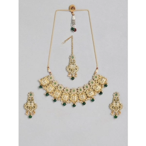 Generic Women's Rose Gold Plated Alloy Necklace &amp; Earings Set (Green)