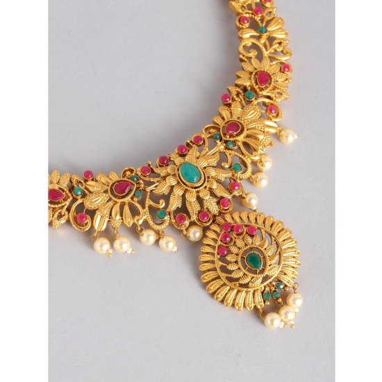 Generic Women's Rose Gold Plated Alloy Necklace &amp; Earings Set (Multicolor)