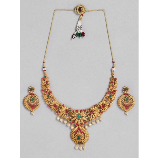 Generic Women's Rose Gold Plated Alloy Necklace &amp; Earings Set (Multicolor)