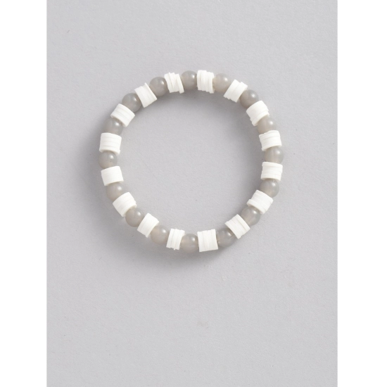 Generic Women's Rose Gold Plated Brass Pendant Chain With Beaded Bracelet (Grey)